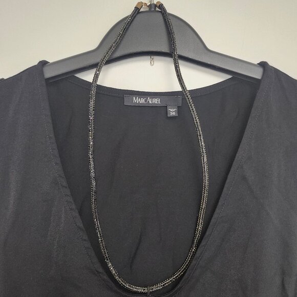 Marc Aurel Women's Black Sleeveless Top W/Attached Necklace Size 36 - Picture 2 of 8